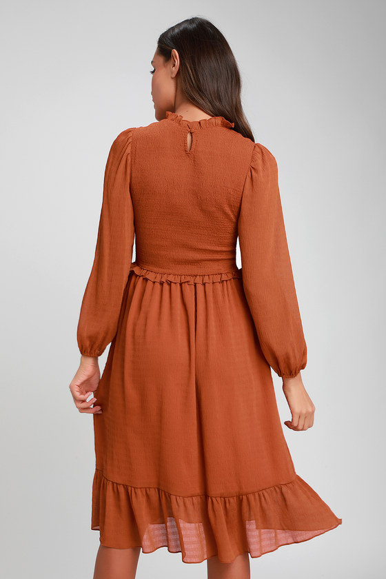 Rust Colored Dress Long Sleeve